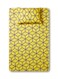 2-Piece Printed 180TC Fitted Bedsheet Set Twin Size Pure Cotton Yellow/Purple