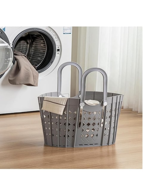 BAOLY Dirty Clothes Hamper Collapsible,Laundry Basket with Handles, Plastic Hamper Holder,Wall-Mounted Laundry Hamper,Toys Organizer Storage Bin,Multi Purpose Organizer for Home (Grey)