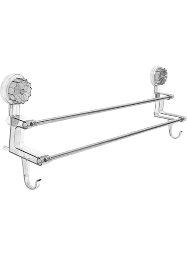 NALACAL Suction Cup Towel Rack, 38.5cm Long Towel Bar Wall Mount Towel Rack Double Pole Towel Rack Slipper Drying Rack Suction Wall Towel Rack Bathroom Towel Storage for Home Kitchen Bathroom