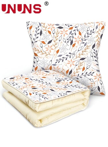 2 In 1 Blanket Pillow,Soft and Warm Travel Pillow and Blanket,Leaf Pattern ltralight Portable Travel Blanket Airplane With Soft Bag Pillowcase For Kids Gift Travel Airplane Train Bed Office Nap,120X150CN