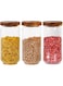 LAURUS Glass Storage Jar with Wood Lids, Airtight Sealed Clear Borosilicate Glass Container,Tea Canister,Kitchen Food Storage Containers for Coffee Beans Loose Tea Nuts Sugar Candy Spice(1000ml)