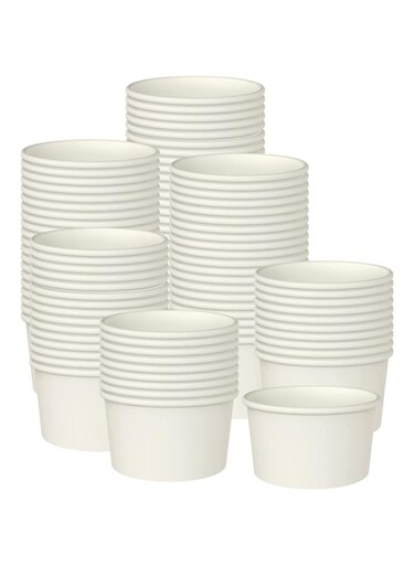 50 Pcs 8 Ounce Paper Ice Cream Cups Disposable Dessert Bowls for Hot or Cold Food, Sundae, Frozen Yogurt, Soup, White