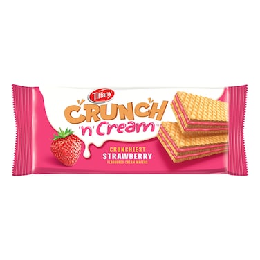 Tiffany, Crunch N Cream, Strawberry Flavoured Cream Wafers, 65g