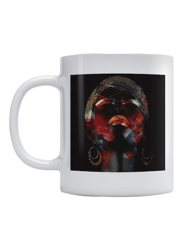 African Beauty Printed Mug White/Black/Red