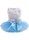 Dog Dress Puppy Skirt Dog Princess Dresses Flower and Sequin Dot Wedding Lace Dress Luxury Bow Dog Dresses for Small Dogs Girl Cat (Blue, L)