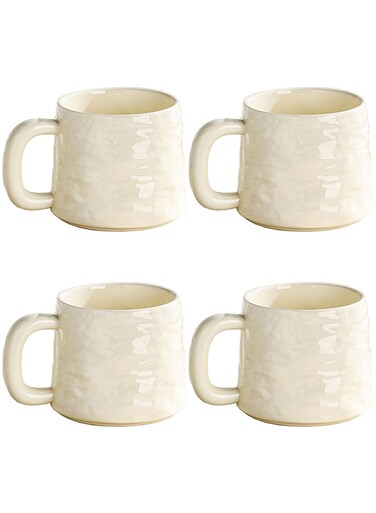 Ceramic Coffee Mug Set for 4,Coffee Cups 400ml/14 Ounce Modern Style Coffee Mugs with Handles Porcelain Mugs Sets Large Coffee Mugs for Latte,Cappuccino, Tea, Hot Cocoa, Milk&iuml;&frac14;&circ;Yellow&iuml;&frac14;&permil;