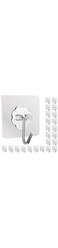 DDMY Adhesive Hooks Kitchen Wall Hooks 24 Packs Heavy Duty 13.2lb(Max) Nail Free Sticky Hangers with Waterproof Hooks Reusable Utility Towel Bath Ceiling Hooks, Transparent + Silver
