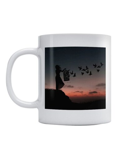 Freedom Printed Mug White/Black/Pink