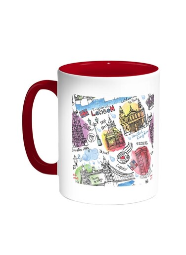 Landmarks Of London Printed Coffee Mug Red/White