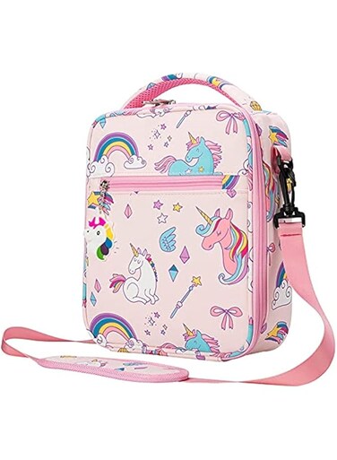 Snack Attack Lovely Pink Unicorn Kids Insulated Lunch Bags For School Kids Children Cooler Bag