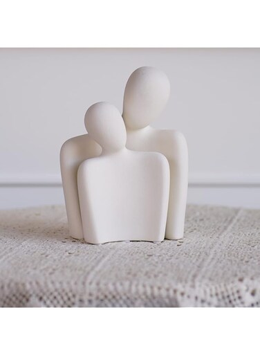 BUTILIVEEN Couple Gifts, Ceramic Couple Sculpture Decor, Anniversary Wedding for Her, Valentines Day Gifts for Wife Husband, Abstract Figure Statue for Home Decoration, Small, White