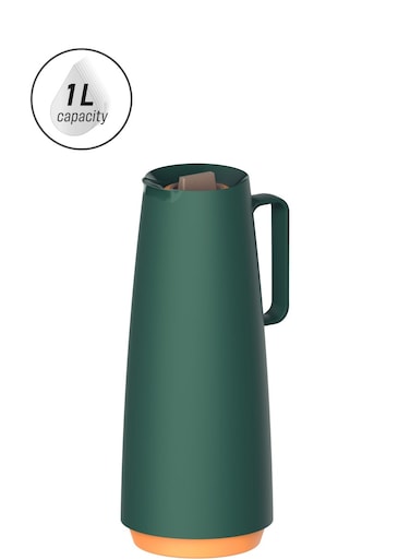 Since 1911,Made in Brazil- Exata Green Plastic Thermal Flask with 1 Liter Glass Liner