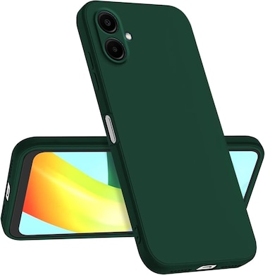 For Samsung Galaxy A06 Liquid Silicon Case, Soft Microfiber Lining Cushion Slim Shell Shockproof Protective Soft Gel Rubber Matte Finish Cover Camera Protection Case for Samsung Galaxy A06 (Green)