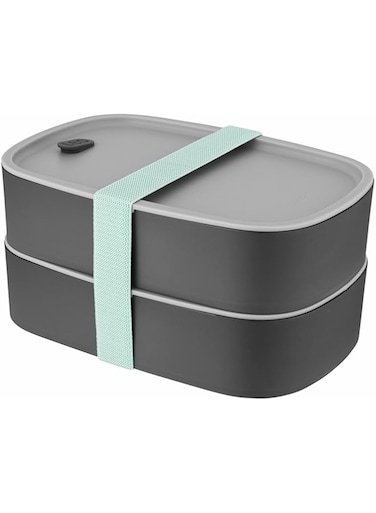 BergHoff Leo 3950126 Double Bento Box (Lunch Box Set 19 x 12.5 x 9 cm, Two Boxes, Microwave Safe, Airtight Seal, Lunch Boxes, Dishwasher Safe, Ideal for Snacks/Bread/Salad)