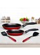 ROSSETTI INTELLIGENZA CASALINGHI Rosso 4 Piece Made in Italy Quality 24+28cm Non-Stick Frying Pan Set + 2 Nylon Turners Dishwasher Safe PFOA-free Metallic Red Cookware Set