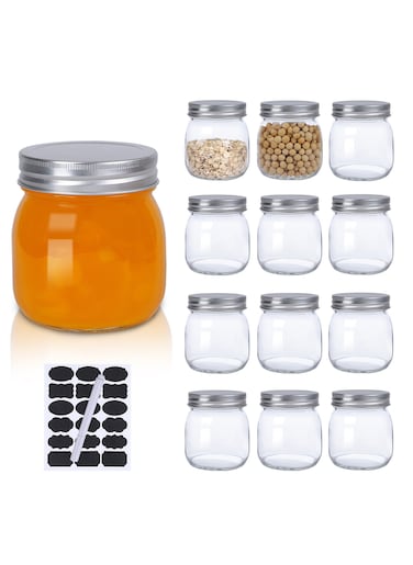 12 Pack 10oz Wide Mouth Glass Mason Jars with Airtight Lids &amp; Bands, Canning Jars for Jam, Honey, Jelly, Sauces, DIY Spice Storage, Wedding &amp; Shower Favors, Food Preservation &amp; Crafting