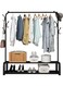 Rack Floor-To-Ceiling Bedroom Household Clothes Rack Indoor Balcony Simple Clothes Rail Removable Folding Storage Rack Double-Layer Shoe Rack Single-Pole Black Hanger