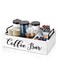 Organizer with Small Removable Dividers, Countertop Wooden Bar Accessory Bag Storage Basket with Handles for Coffee Lovers (White)