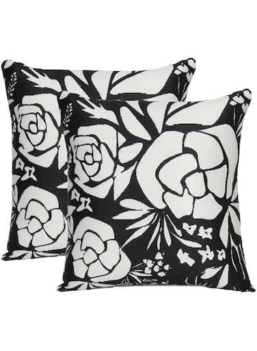Oussum Home Decor Cushion Cover Throw Pillow Case Printed for Sofa Chair Bedroom Living Room, Black (16x16 Inches Set of 2)
