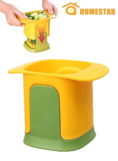 Vegetable Slicer with Base, Multifunction Vegetable Cutter, 2-in-1 Vegetable Chopper, Kitchen Gadgets, Fruit Vegetable Slicer, Multifunctional Tool for Potato, Onion