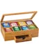 yeshine Tea Box Storage Bamboo Tea Bag Organizer with 8 Compartments Wooden Tea Box Containers with Acrylic Window and Drawer for Cabinets Countertop