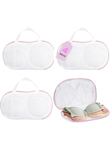 CasRmia 4 Pcs Lingerie Wash Bag，Anti Deformation Bra Protector Bag Mesh Laundry Bag with Specialized Bra Laundry Bags Feature Anti-Deformation Design with Durable Zipper (pink)