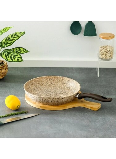 Creamy Frying Pan 26cm Premium Nonstick Granite Fry Pan with Ergonomic Handle Induction Compatible Stone-Look Cookware
