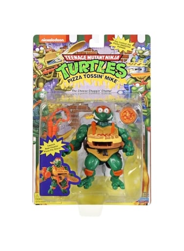Teenage Mutant Ninja Turtles PlayMates TMNT Pizza Tossin Mike, 5" Figure, Launch Pizza Pie Discs!