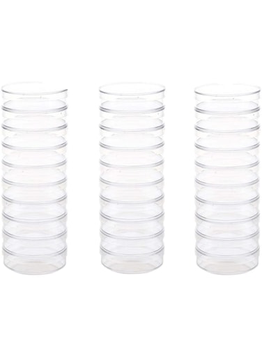 Hamiggaa 30Pack 90 x 15mm Plastic Petri Dishes,Culture Dishes with Lids for School,Laboratories,Clear Petri Dish for Themed Party
