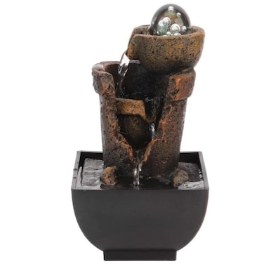 Modern Tabletop Water Fountain with LED Crystal Ball, Quiet Pump &amp; Decorative Indoor Design
