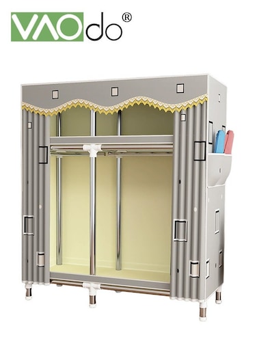 Portable Closet Width 123CM Wardrobe Closet for Hanging Clothes with 2 Hanging Rods Clothes Storage Organizer for Extra Sturdy Quick and Easy to Assembly