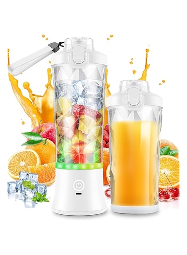 Perfin Portable Blender for Juice Fruit Mixers, 600ml 150W Mini Blender USB Rechargeable Personal Juicer Cup with 6 Blades, Travel Juice Cupz