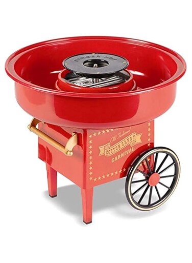 HALAMODO Cotton Candy Maker, Mini Candy Maker, Retro Style Design, Great Gift for Birthday Parties, Children's Day and Christmas Day, Colour Candy (Red)