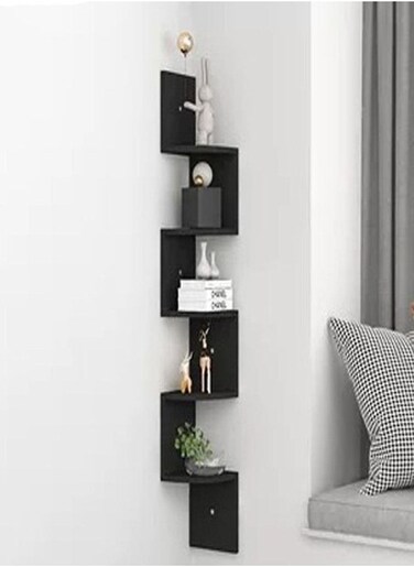 Wall Mounted Floating Shelf Wood Decorative Rack Black 20 x 20 x 125 cm