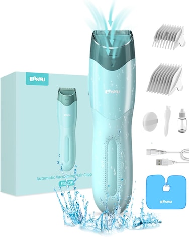 ENSSU Vacuum Hair Clippers For Kids, Rechargeable Vacuum Hair Cutter With 2 Modes For Children/Infant/Men, Waterproof Baby Hair Clippers Trimmers Cordless Haircut Kit In Large Hairs Storage Space