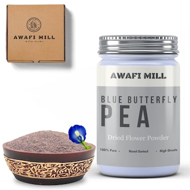 AWAFI MILL Butterfly Pea Flower Powder - Vibrant Blue Pigment - Natural Coloring Agent - Rich in Antioxidants - Culinary and Beverage Delight (Bottle of 50 gram / 1.7 Oz)