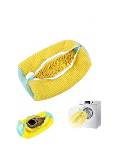 SANHIGHEND New Shoe Washing Machine Bag,Anti-Deform Shoe Wash Bag,with 360&deg;Cleaning Fluff,Reusable Shoe Wash Bag,with Zip Shoes Laundry Bag,for All Shoe Types And Sizes Mesh Laundry Shoes Bag,39x19 cm