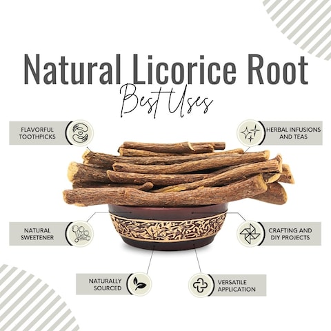 AWAFI MILL Licorice Root Pure - 100% Natural Chew Sticks   Premium Glycyrrhiza Glabra for Culinary and Aromatic Use (Bottle of 50 gram / 1.7 Oz)