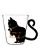 Cat Printed Tea Cup Black/Clear 9x5.3cm