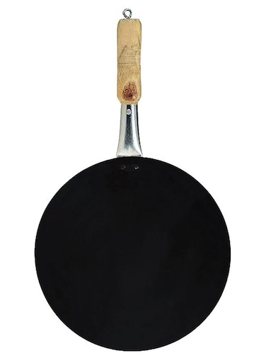 Iron Tawa with Natural Wooden Handle and Hanging Loop &acirc;&euro;&ldquo; No. 10, 24.5 cm, Heavy-Duty Iron for Even Heat Distribution, Perfect for Dosa, Roti, Paratha, and Flatbreads