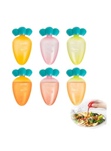 Pieces Mini Condiment Squeeze Bottles, Carrot Shaped Ketchup Subpackage Bottle, Reusable Salad Dressing Plastic Container for Kids