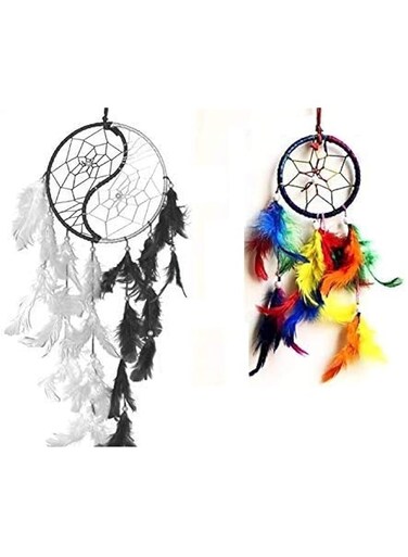 WOWWOW Ying Yang Dream Catcher - for Love and Prosperity in Life - 3 INCHES Multi-Color Dream-Catcher