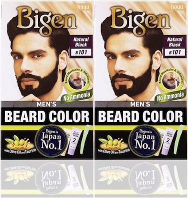 Bigen Men's Beard Color - Natural Black B101   Pack of 2   No Ammonia Formula with Aloe &amp; Olive Oil