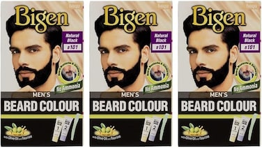 Bigen Men's Beard Color, Natural Black B101 (20g + 20g) - Pack of 3
