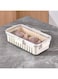 NEEMAY Refrigerator Organizer Box, Food Storage Container Fruit Storage Container for Fridge with 1 Drain Basket in One Container, Stackable Vegetable Strainers Box with Lid 1 Box/Set of White