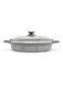 Ceramic Non Stick Shallow Cooking Pot With Glass Lid Grey 24cm