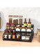 Fohome 3-Tier Spice Rack Organizer for Cabinet, Metal Rustproof Countertop Spice Storage Holder, Pantry Kitchen Seasoning Rack Step Spice Shelf for Spice Bottles, Jars, Seasonings(Black)