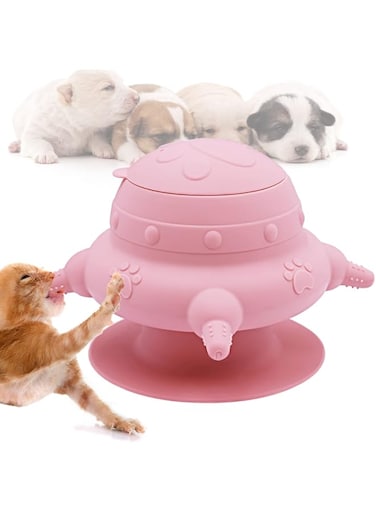 New Toddler Pet Silicone Breast Feeder, Puppy Feeder For Multiple Puppies, Silicone Food Grade Breast Feeder, Strong Adsorption, With 4 Teats For Kittens, Puppies, Rabbits Nursing Supplies(Pink)