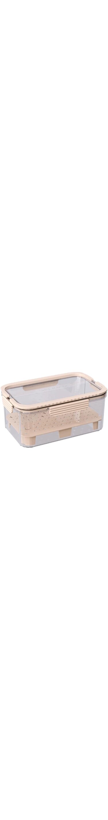 Food Airtight Storage Container Organizer Bin with Snap Locking lid, Kitchen Clear Platic Meal Prep Box for Fridge, Camping Picnic Travel, 4L (Beige Rectangle)