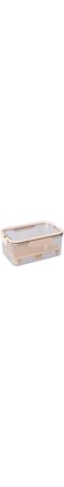 Food Airtight Storage Container Organizer Bin with Snap Locking lid, Kitchen Clear Platic Meal Prep Box for Fridge, Camping Picnic Travel, 4L (Beige Rectangle)